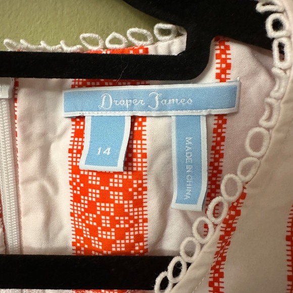 Draper James Orange White Stripe Embroidered Sleeveless Top Size 14 - Picture 4 of 10